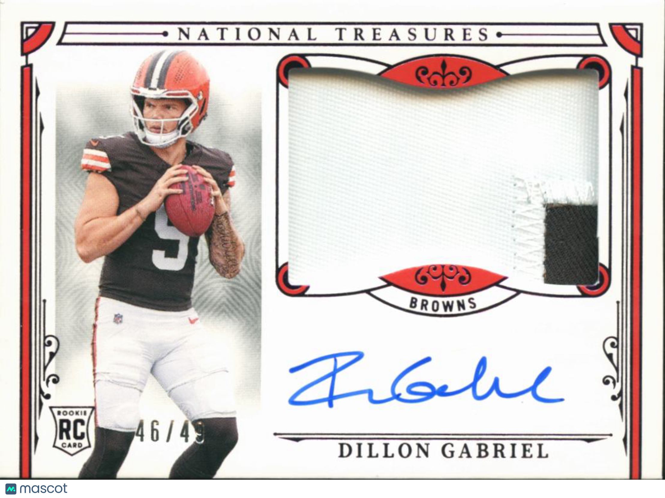 Dillon Gabriel 2025 National Treasures Auto Autograph Patch RC 46/49 Browns