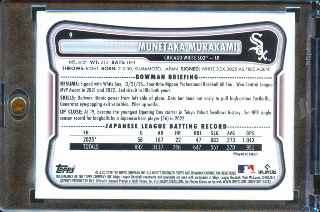 Munetaka Murakami 2026 Bowman Logo SSP Shortprint Rookie RC Chicago White Sox