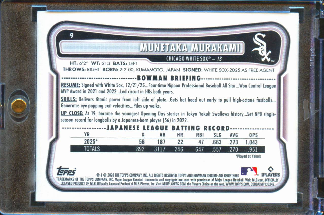 Munetaka Murakami 2026 Bowman Logo SSP Shortprint Rookie RC Chicago White Sox