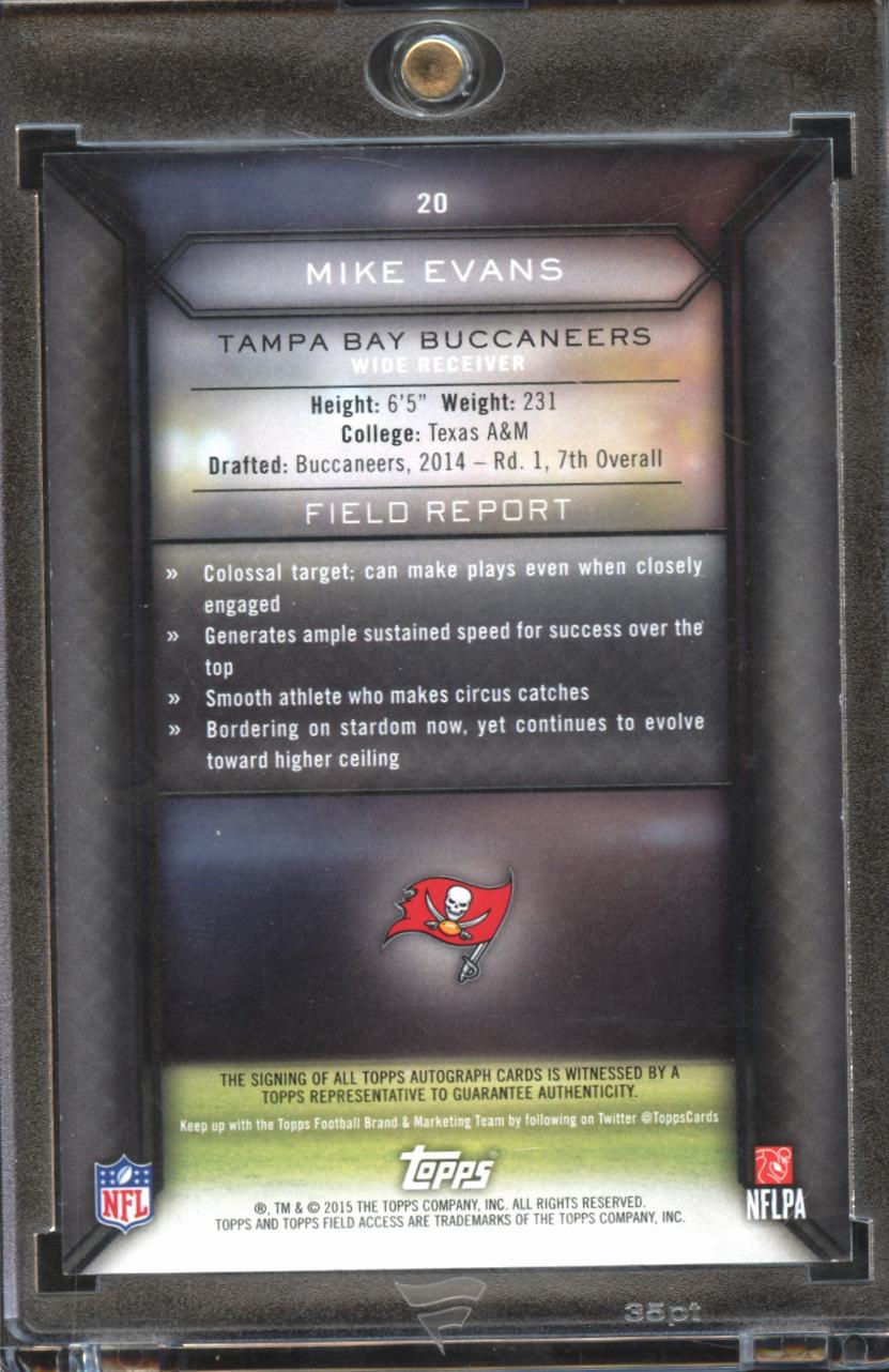 Mike Evans 2015 Topps Field Access Auto Autograph Tampa Bay Buccaneers