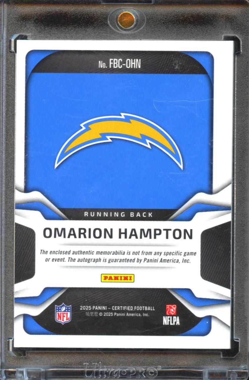 Omarion Hampton 2025 Certified Auto Autograph Patch RC 24/99 LA Chargers