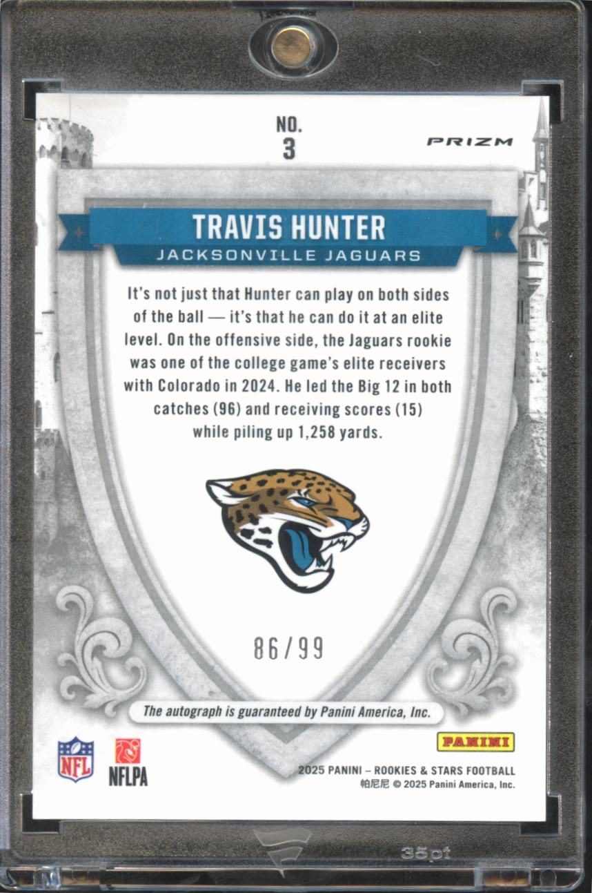 Travis Hunter 2025 Rookies & Stars Crusade Auto Autograph RC 86/99 Jaguars