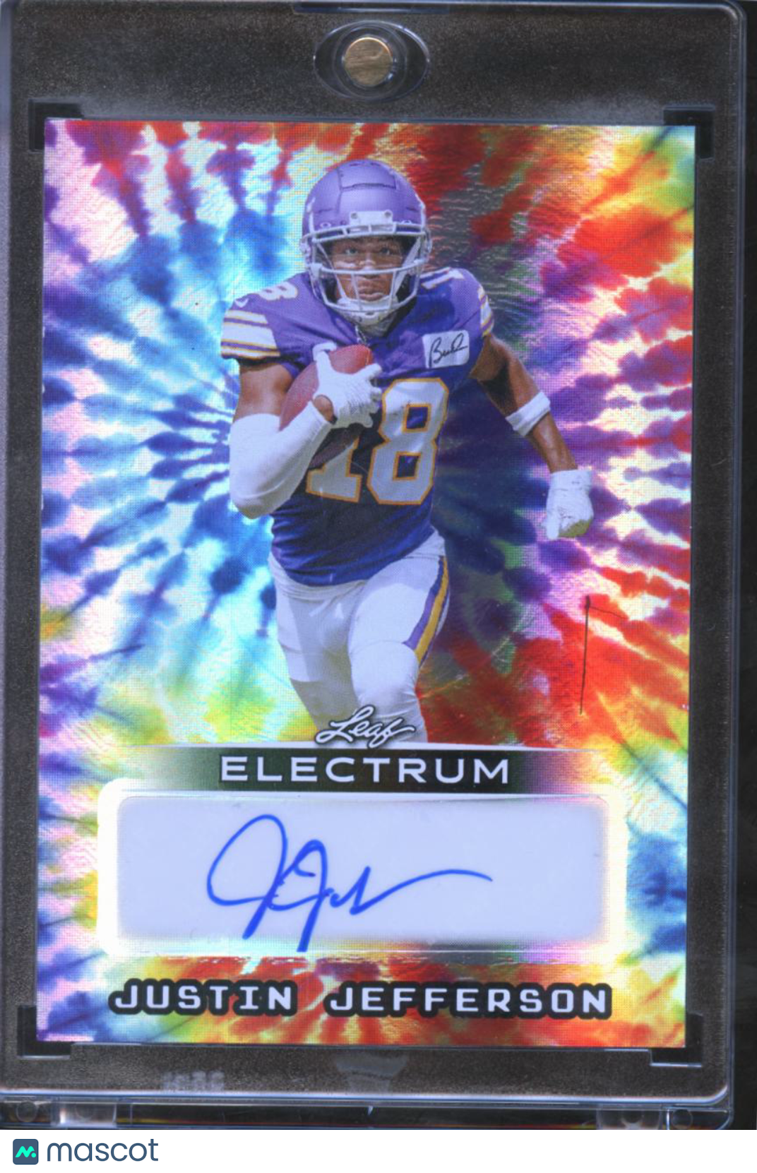 Justin Jefferson 2025 Leaf Electrum Auto Autograph Tie Dye 8/8 Minnesota Vikings