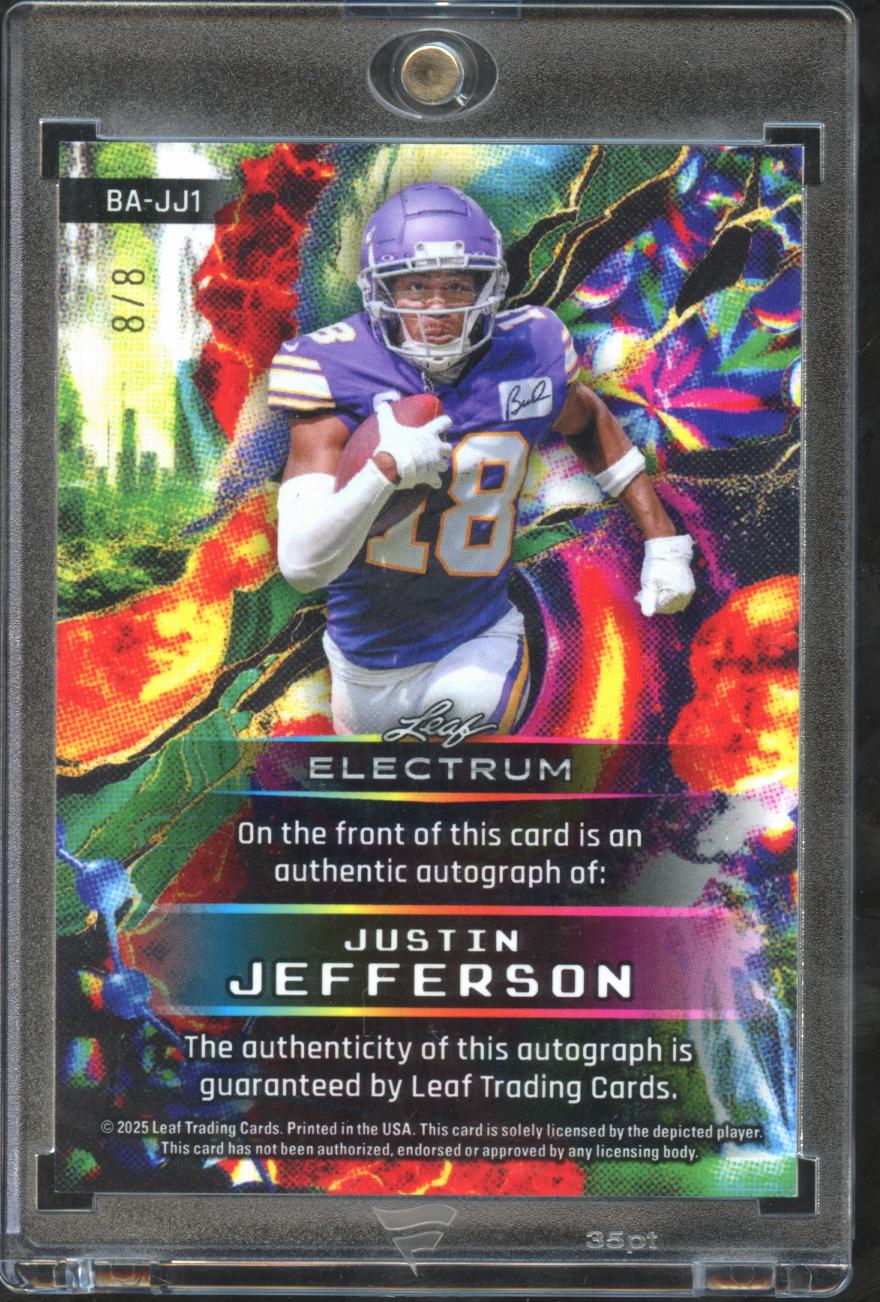 Justin Jefferson 2025 Leaf Electrum Auto Autograph Tie Dye 8/8 Minnesota Vikings