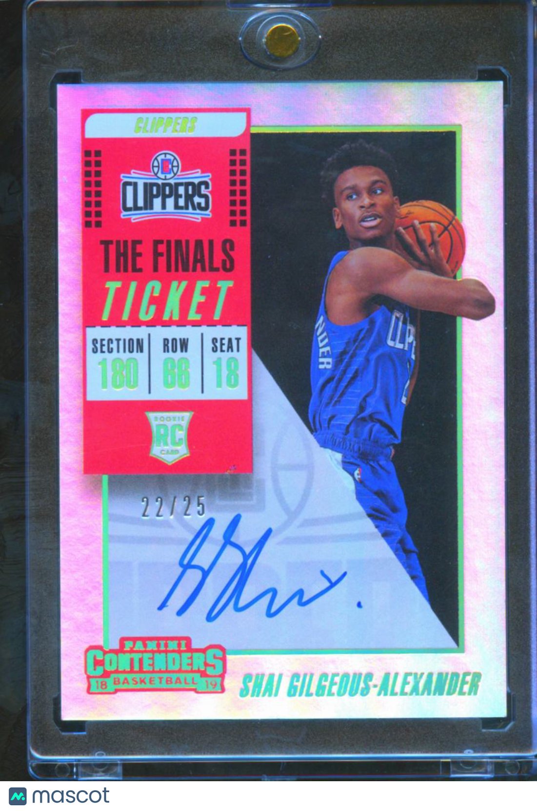 Shai Gilgeous-Alexander 2018-19 Contenders Auto Autograph RC 22/25 OKC Clippers