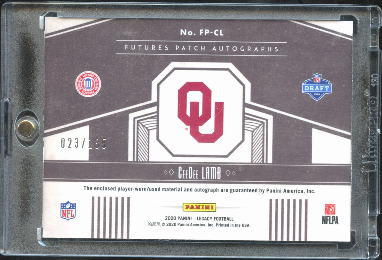 CeeDee Lamb 2020 Legacy Auto Autograph Patch RC 23/135 Oklahoma Sooners