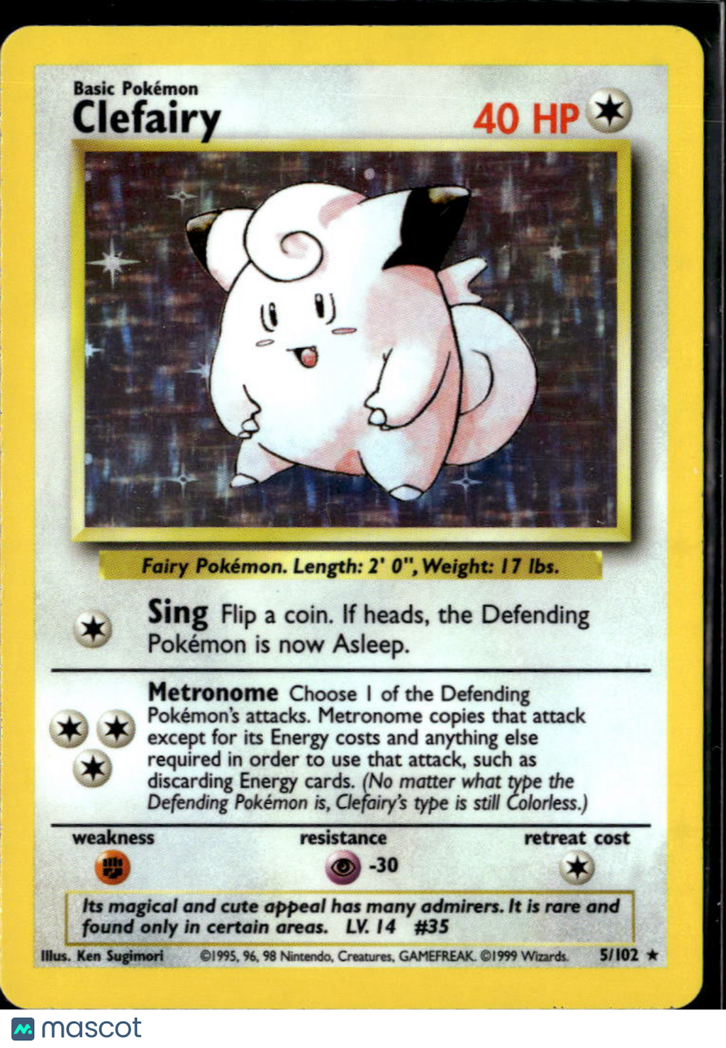 Clefairy 1999 Base Set Holo Rare #5/102