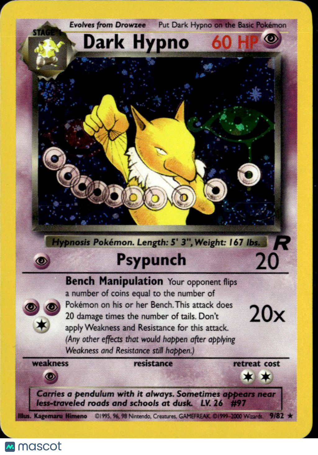 Dark Hypno 2000 Team Rocket Holo Rare #9/82
