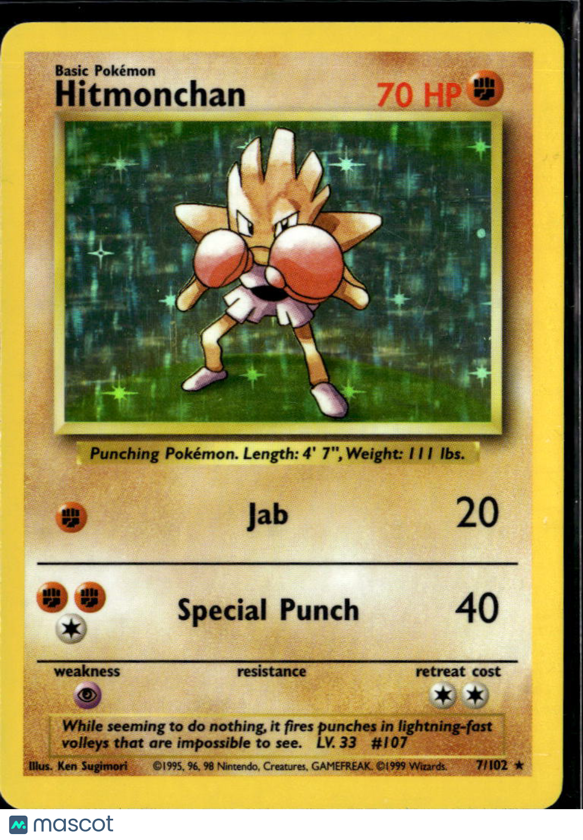 Hitmonchan 1999 Base Set Holo Rare #7/102