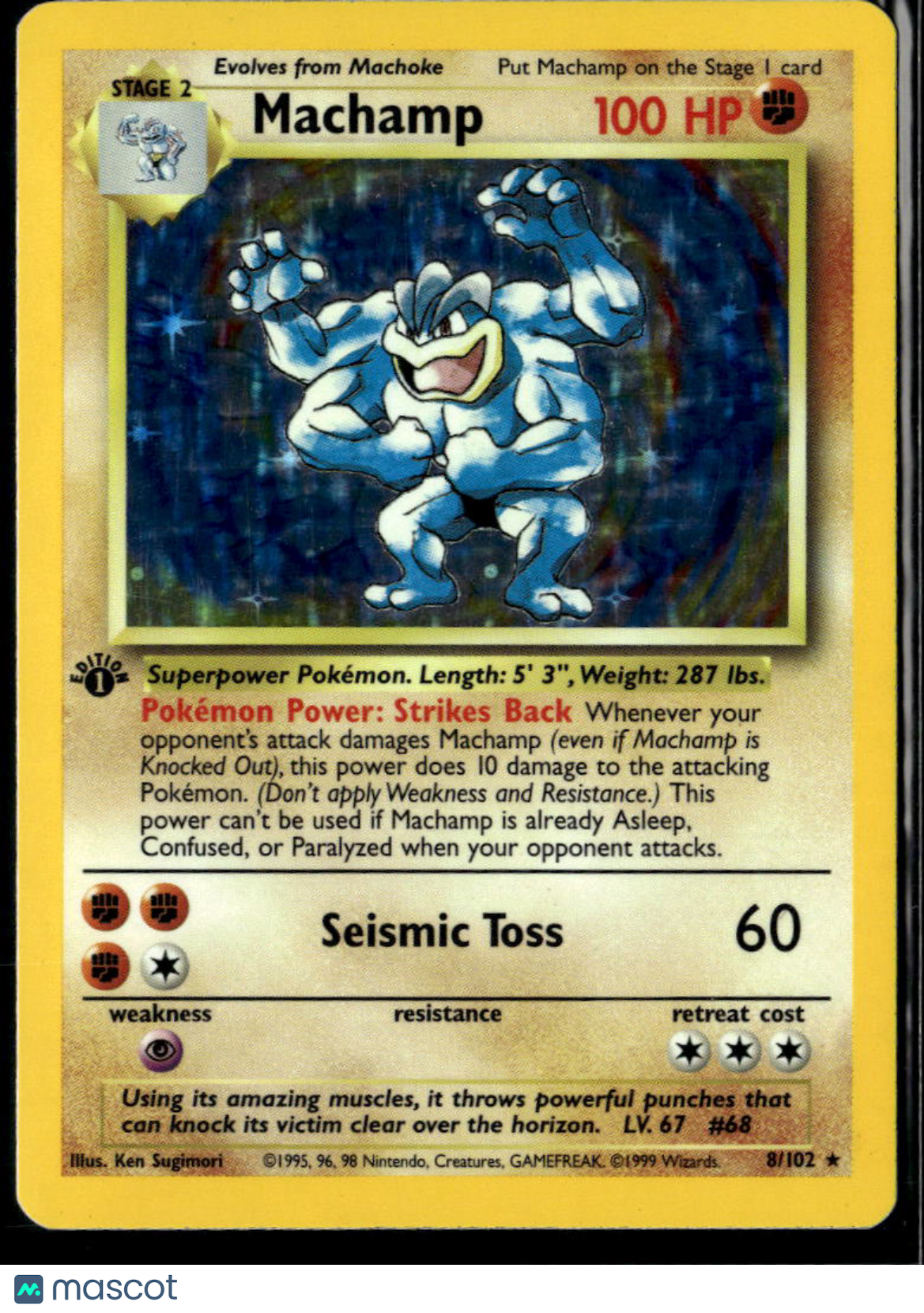 Machamp 1999 Base Set Holo Rare 1st Edition #8/102