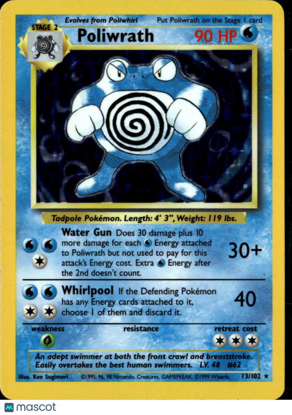 Poliwrath 1999 Base Set Holo Rare #13/102