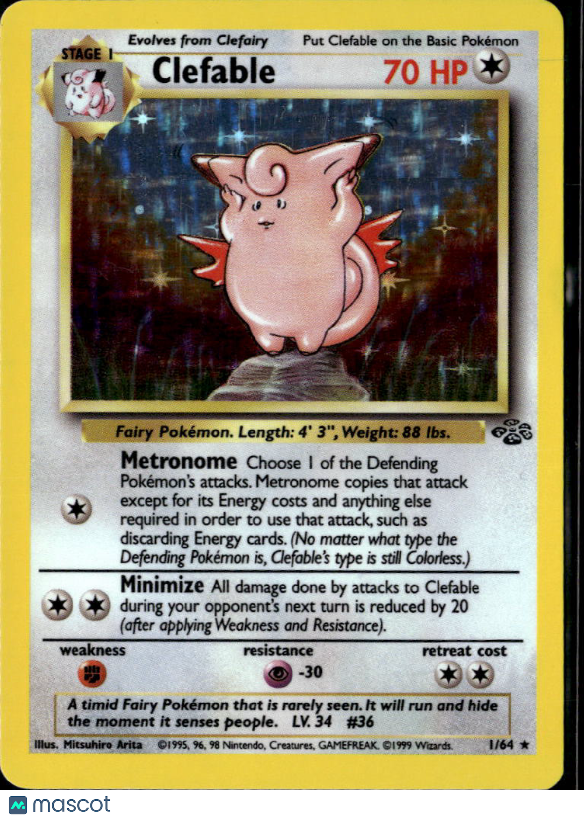 Clefable 1999 Jungle Holo Rare #1/64