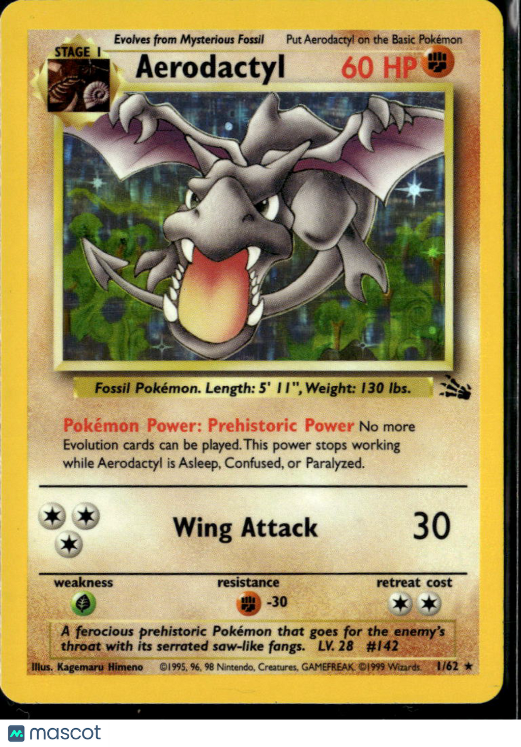Aerodactyl 1999 Fossil Holo Rare #1/62