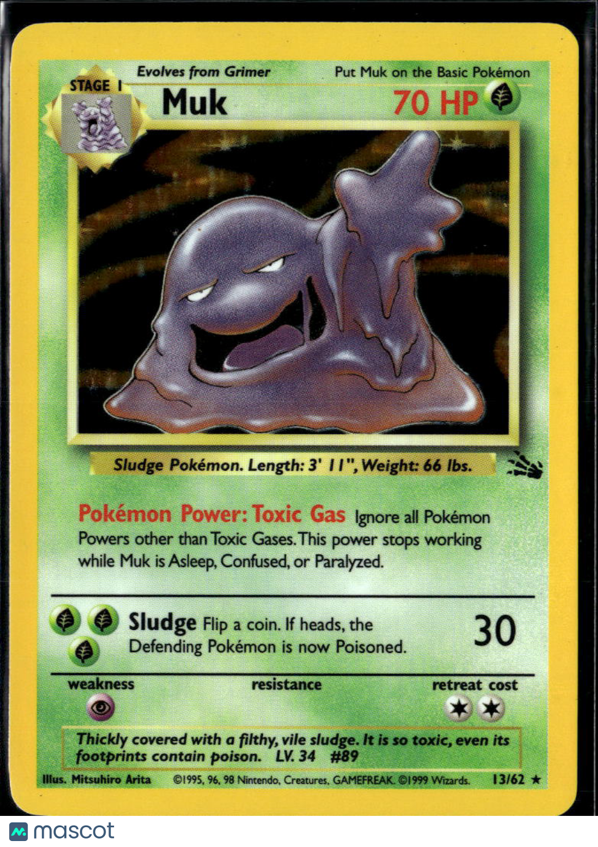 Muk 1999 Fossil Holo Rare #13/62