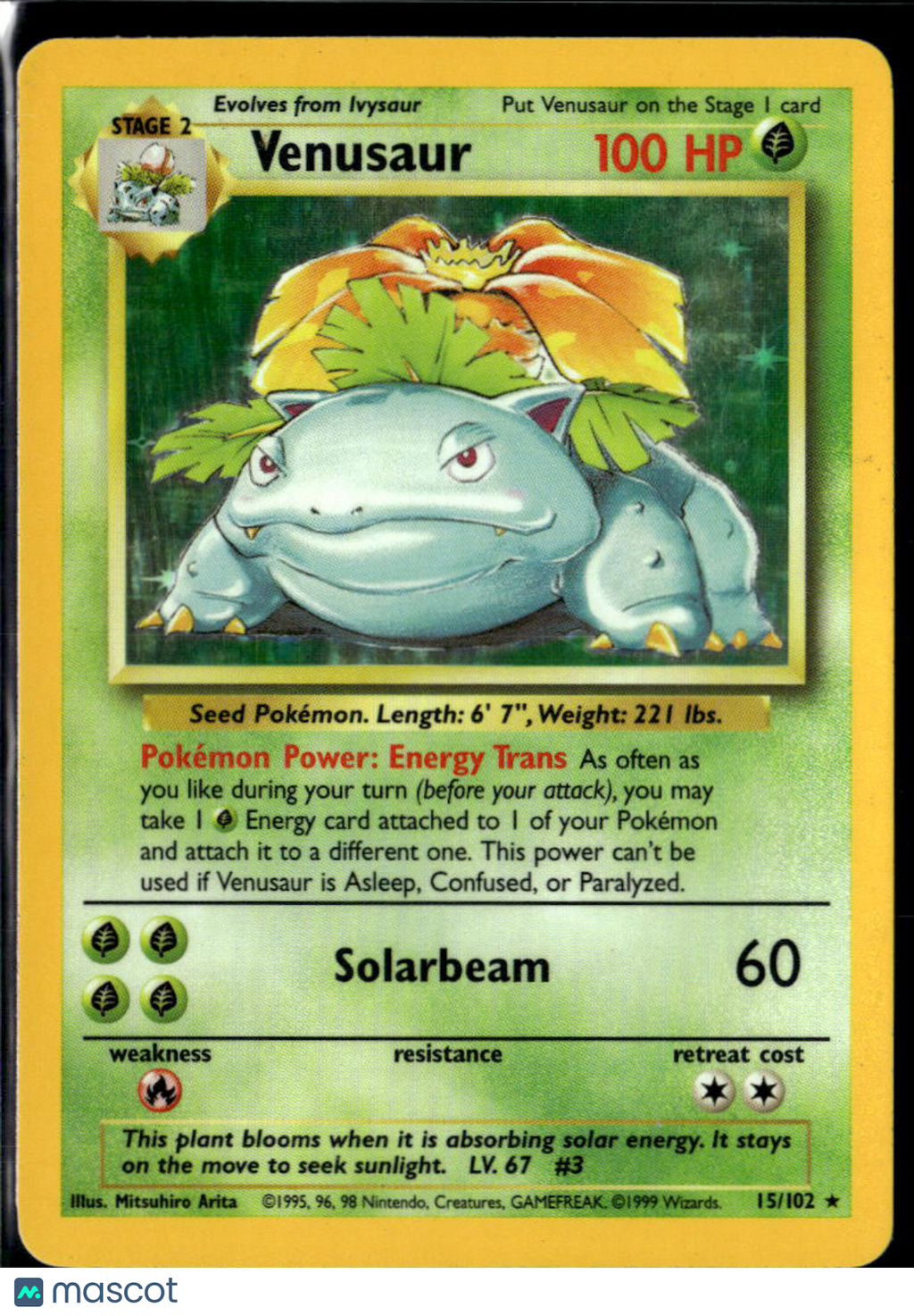 Venusaur 1999 Base Set Holo Rare #15/102
