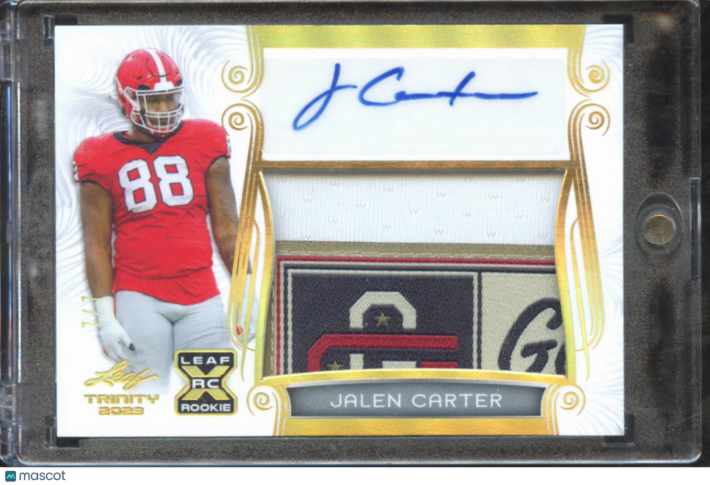 Jalen Carter 2023 Leaf Trinity Auto Autograph Laundry Tag RC 7/7 Georgia