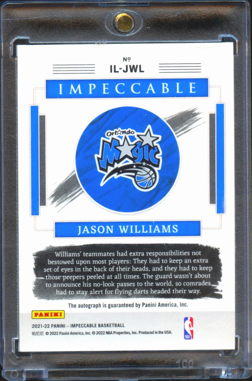Jason Williams 2021-22 Impeccable Illustrious Ink Auto Autograph 32/49 Magic