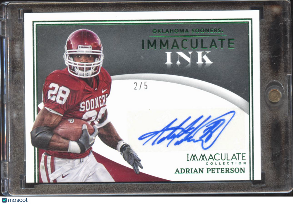 Adrian Peterson 2022 Immaculate Auto Autograph Emerald 2/5 Oklahoma Sooners