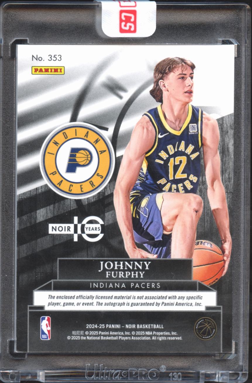 Johnny Furphy 2024-25 Noir Auto Autograph Patch RC 64/99 Indiana Pacers