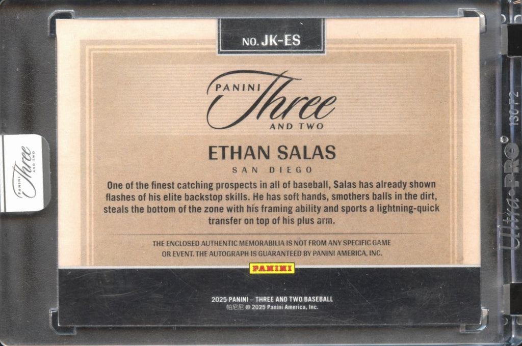 Ethan Salas 2025 Three and Two Auto Autograph Patch RC 42/99 Padres