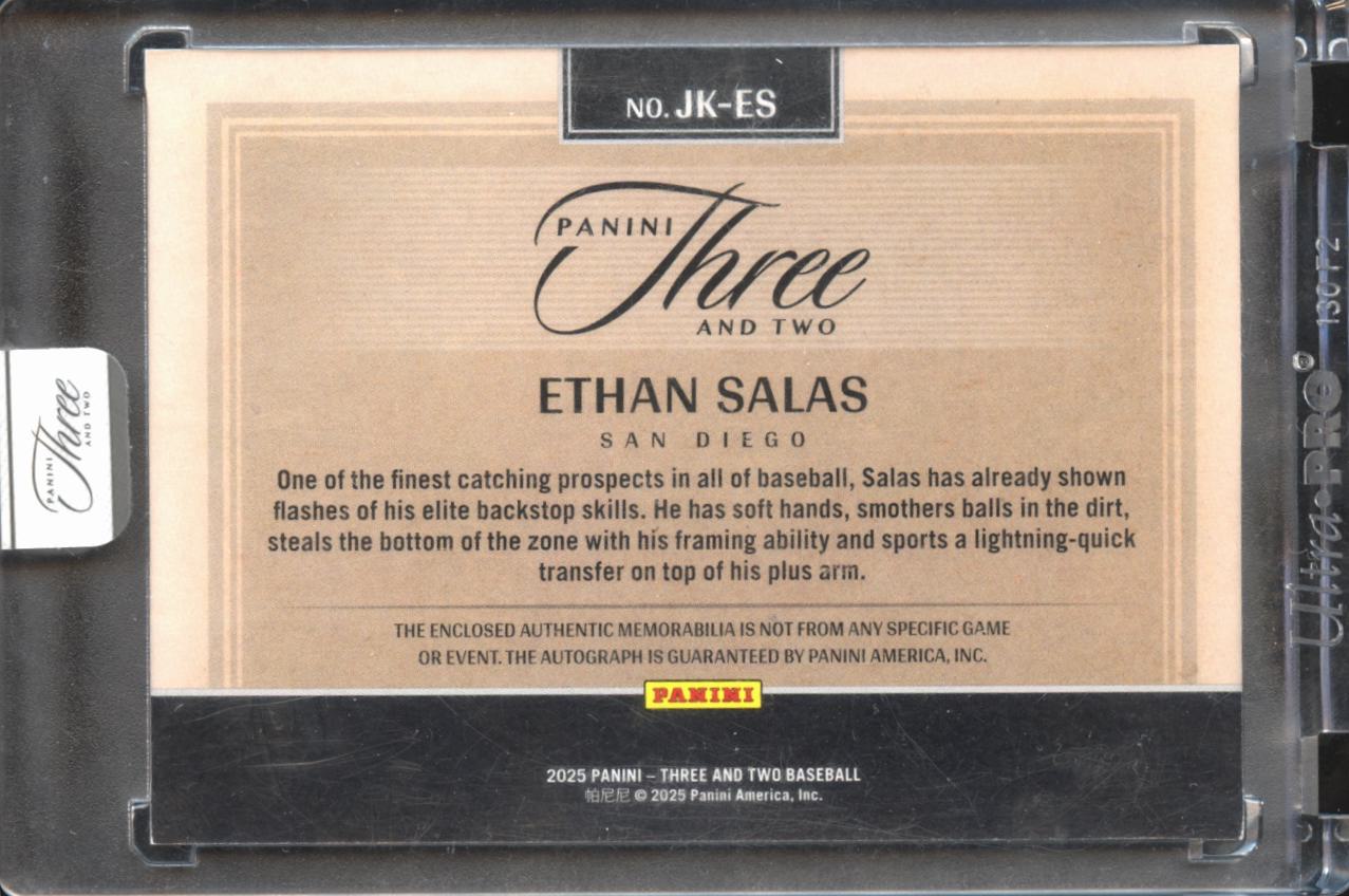 Ethan Salas 2025 Three and Two Auto Autograph Patch RC 42/99 Padres
