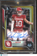 John Mateer 2025 Bowman Chrome 1st GOLD Auto Autograph RC 41/50 Oklahoma Sooners