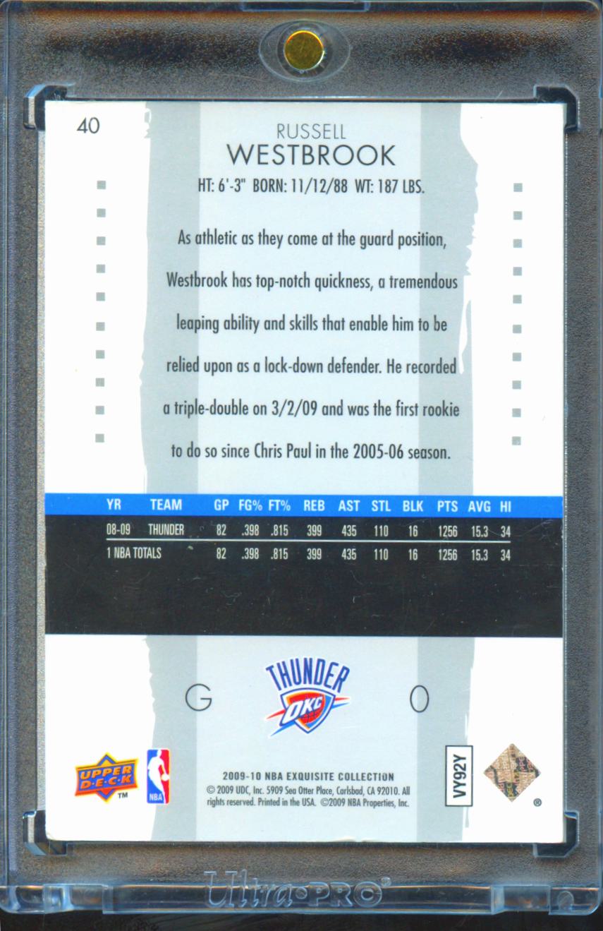 Russell Westbrook 2009-10 Upper Deck Exquisite 178/199 #40 OKC Thunder