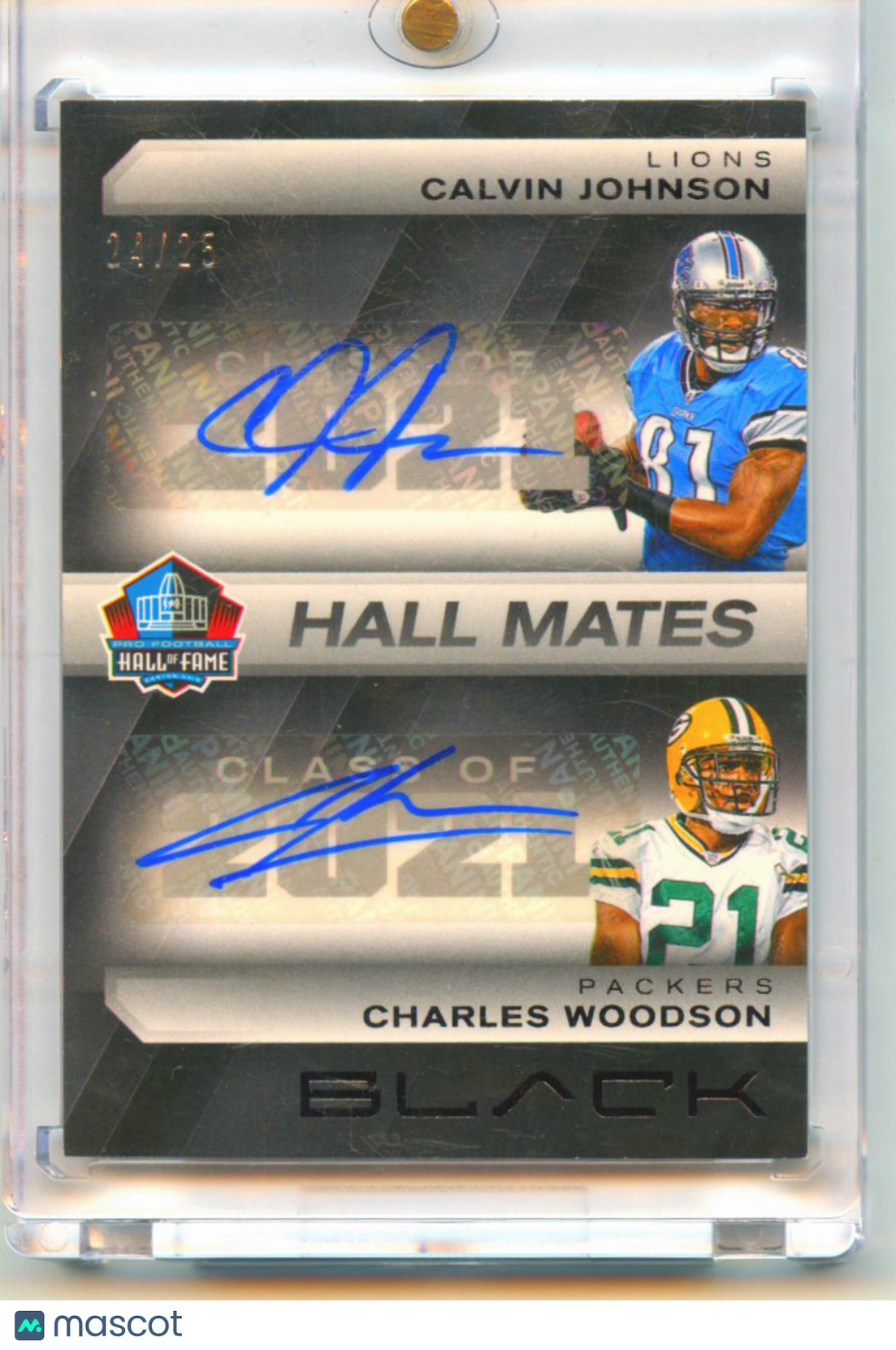Calvin Johnson / Charles Woodson 2025 Panini Black Hall Mates Auto Autograph /25