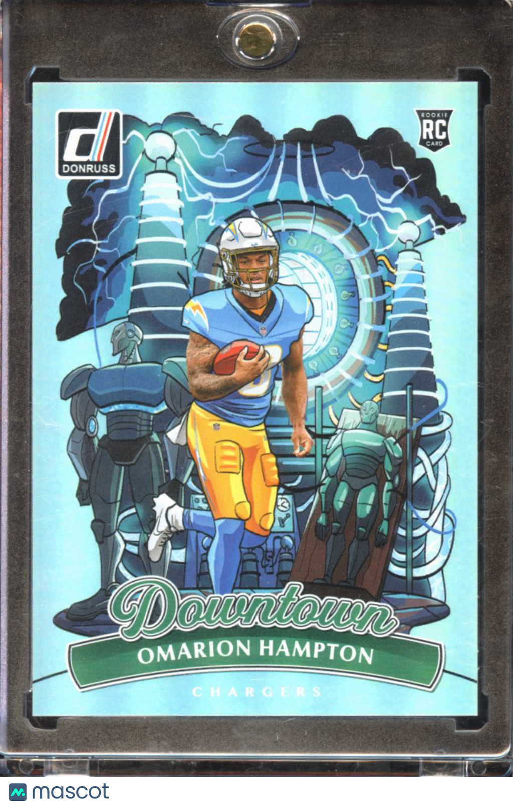 Omarion Hampton 2025 Donruss DOWNTOWN SSP CASE RC Los Angeles Chargers