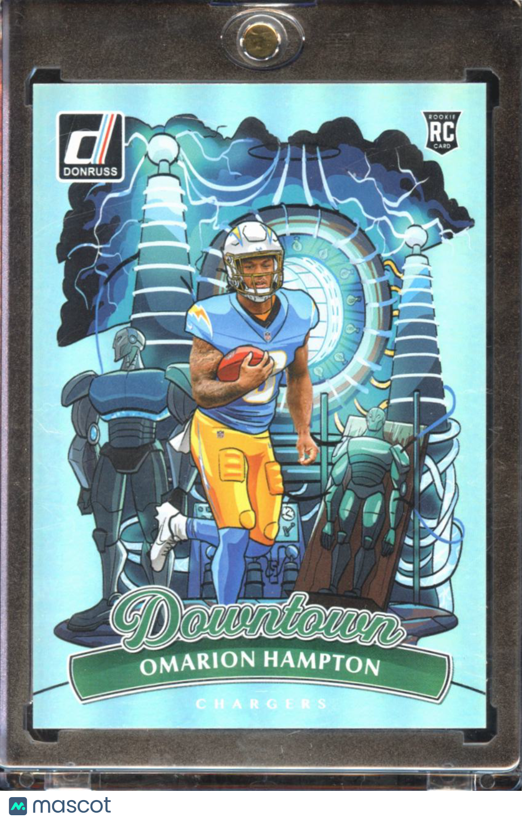 Omarion Hampton 2025 Donruss DOWNTOWN SSP CASE RC Los Angeles Chargers