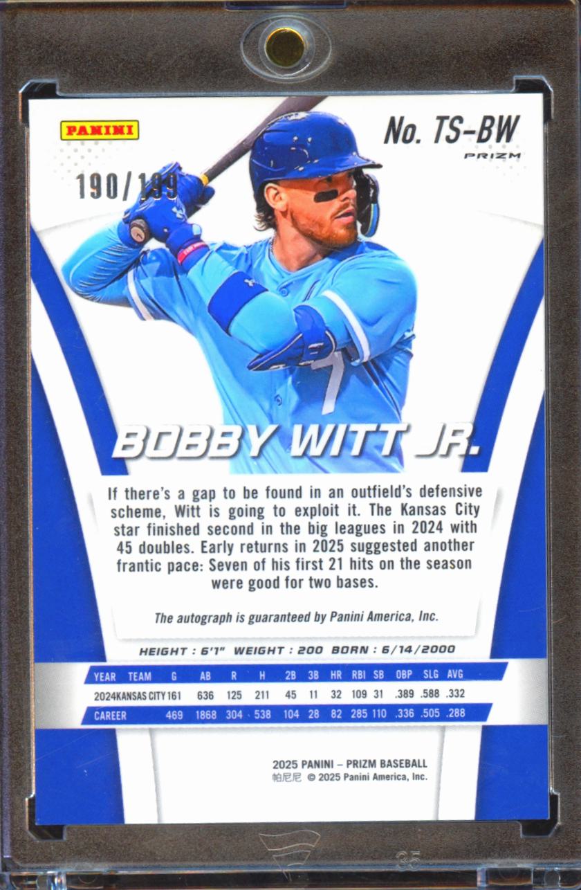 Bobby Witt Jr. 2025 Prizm Auto Autograph Pulsar 190/199 Kansas City Royals