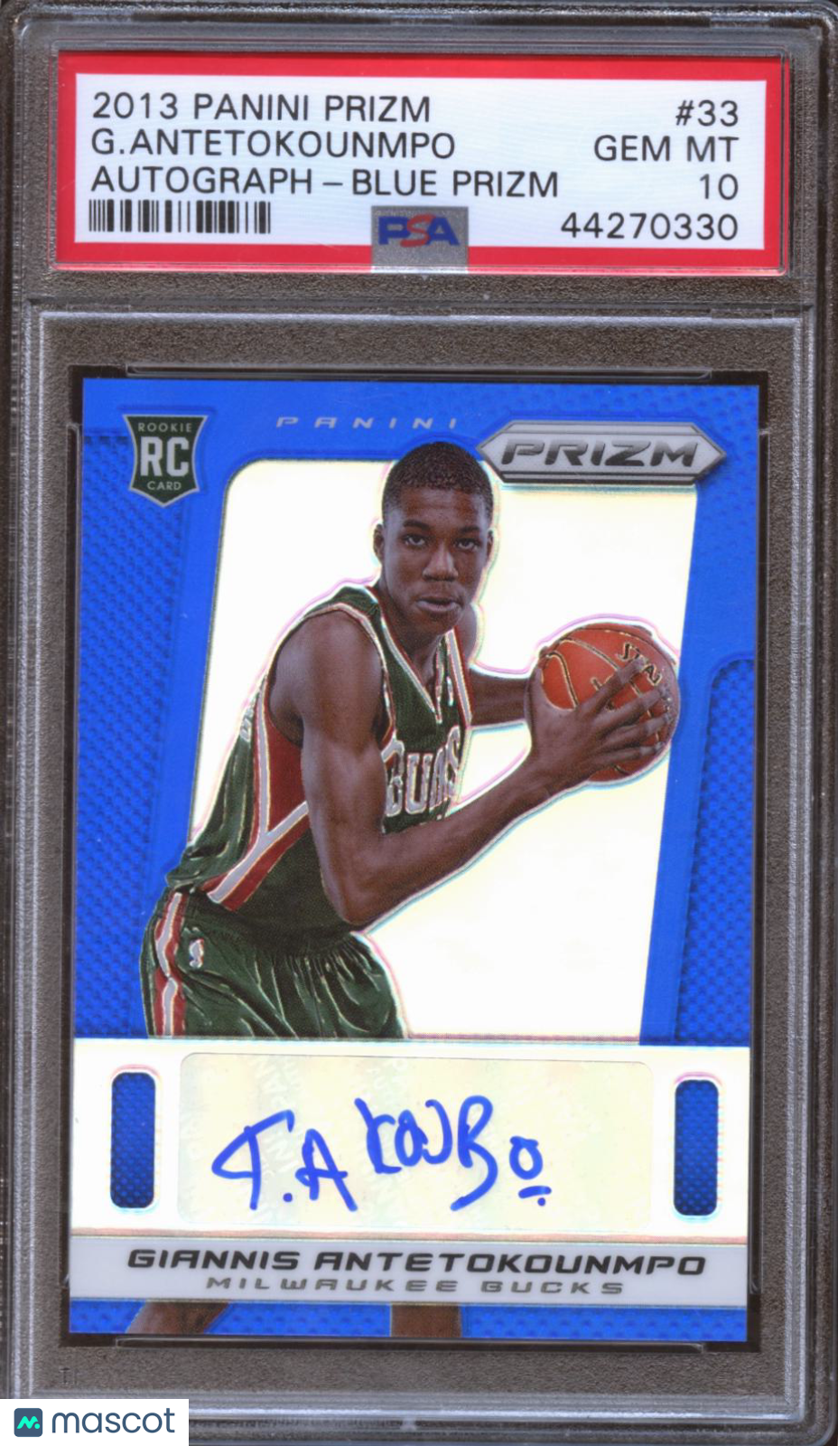 Giannis Antetokounmpo 2013-14 Prizm Auto Autograph Blue RC Bucks 13/99 PSA 10