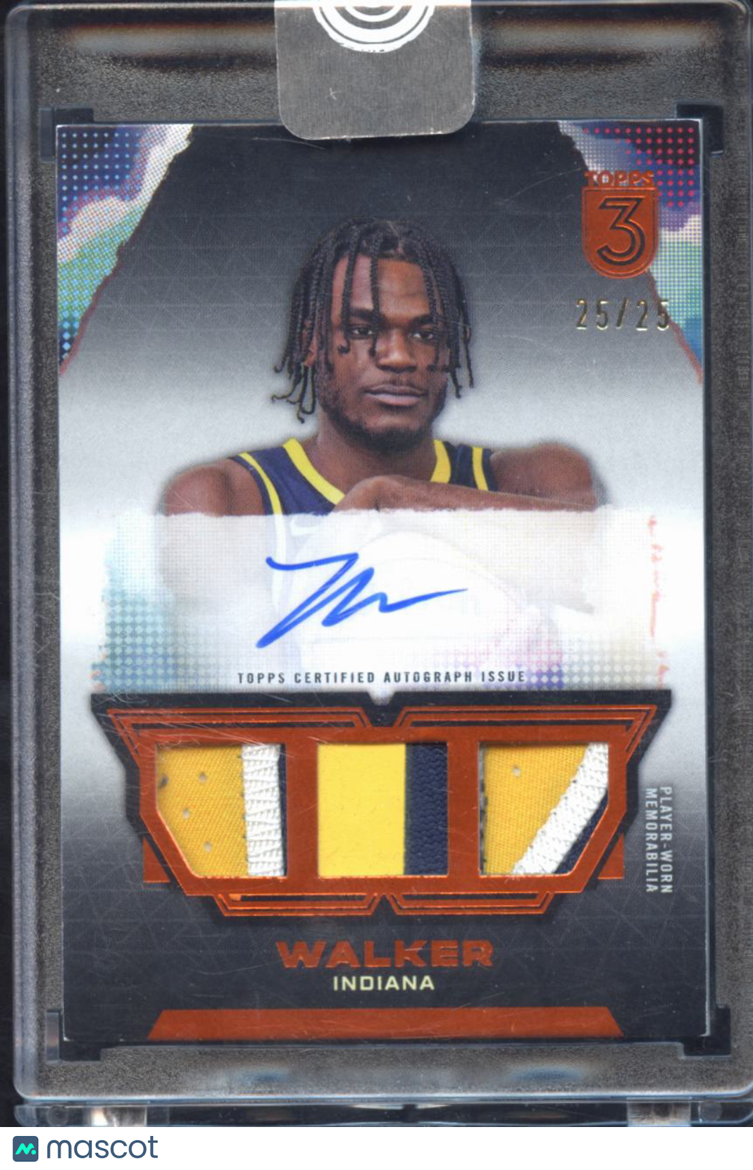 Jarace Walker 2024 Topps 3 Auto Autograph Patch Rookie RC 25/25 Indiana Pacers