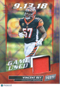 Vincent Rey 2019 Panini Day Football Game Worn Patch 8/10 Cincinnati Bengals