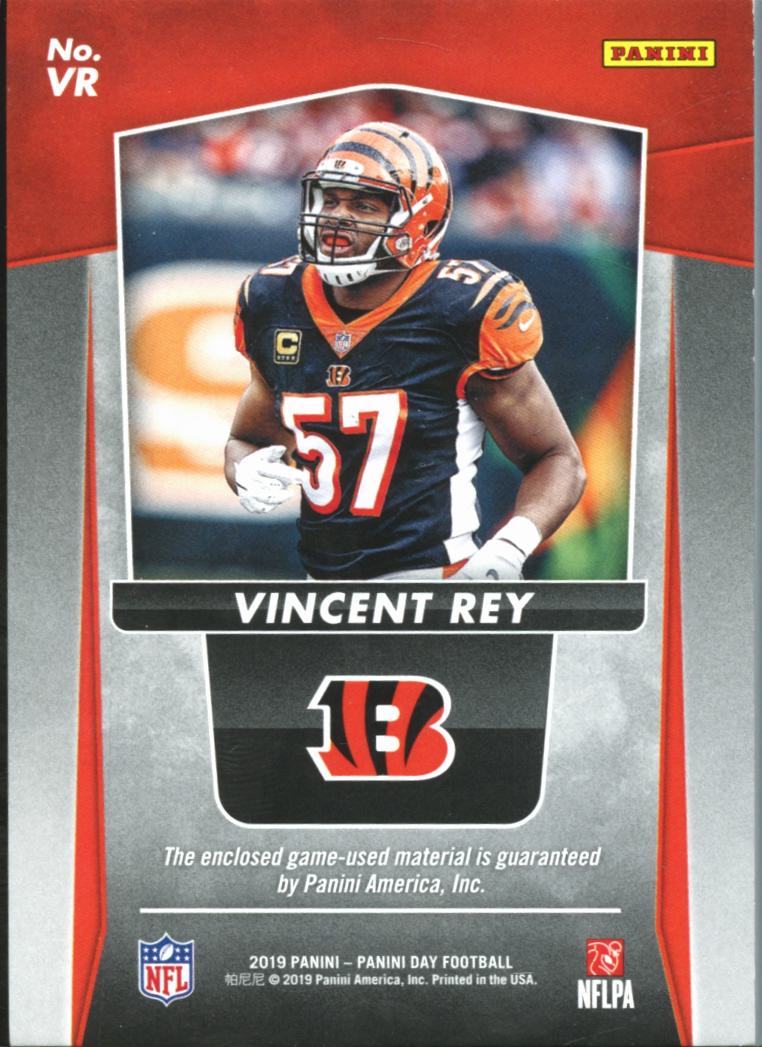 Vincent Rey 2019 Panini Day Football Game Worn Patch 8/10 Cincinnati Bengals