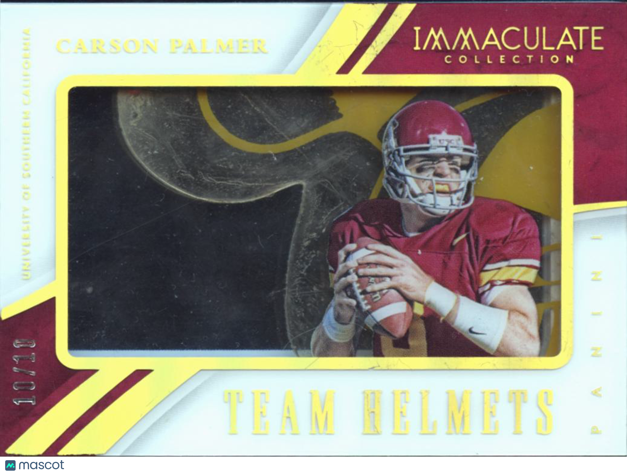 Carson Palmer 2015 Immaculate Helmet Sticker Relic 10/10 USC Trojans Bengals