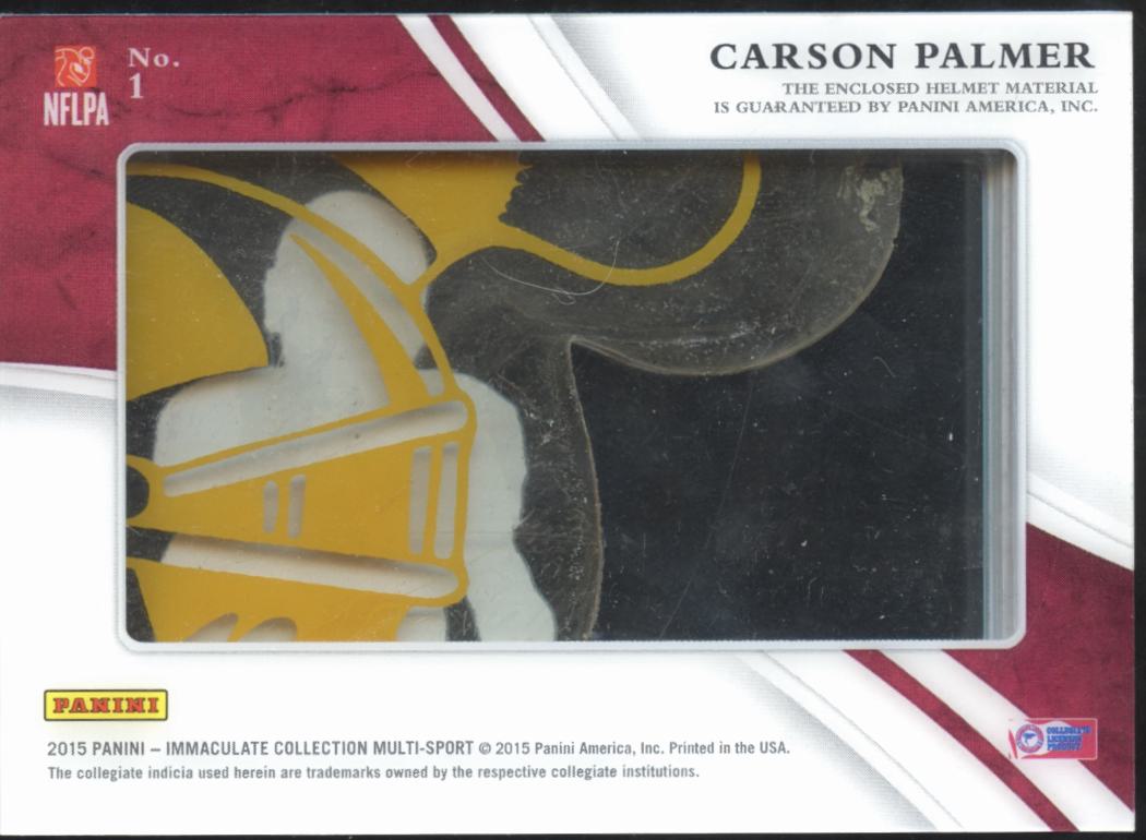 Carson Palmer 2015 Immaculate Helmet Sticker Relic 10/10 USC Trojans Bengals