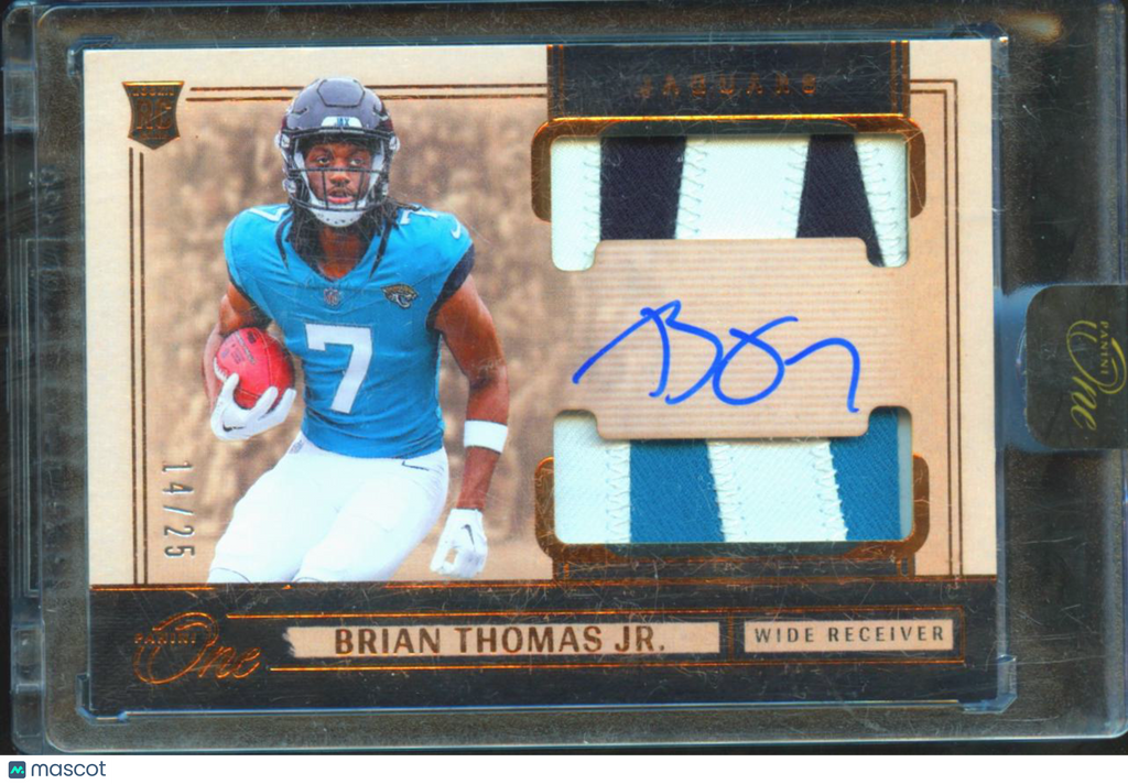 Brian Thomas Jr. 2025 Panini One Auto Autograph Patch RC 14/25 Jaguars