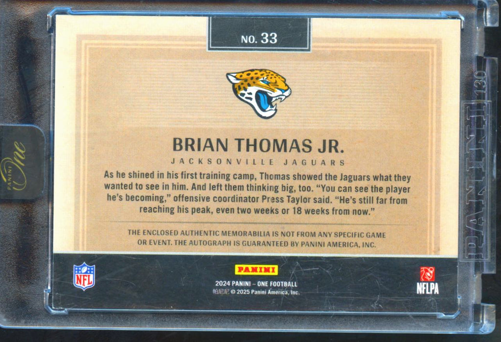 Brian Thomas Jr. 2025 Panini One Auto Autograph Patch RC 14/25 Jaguars