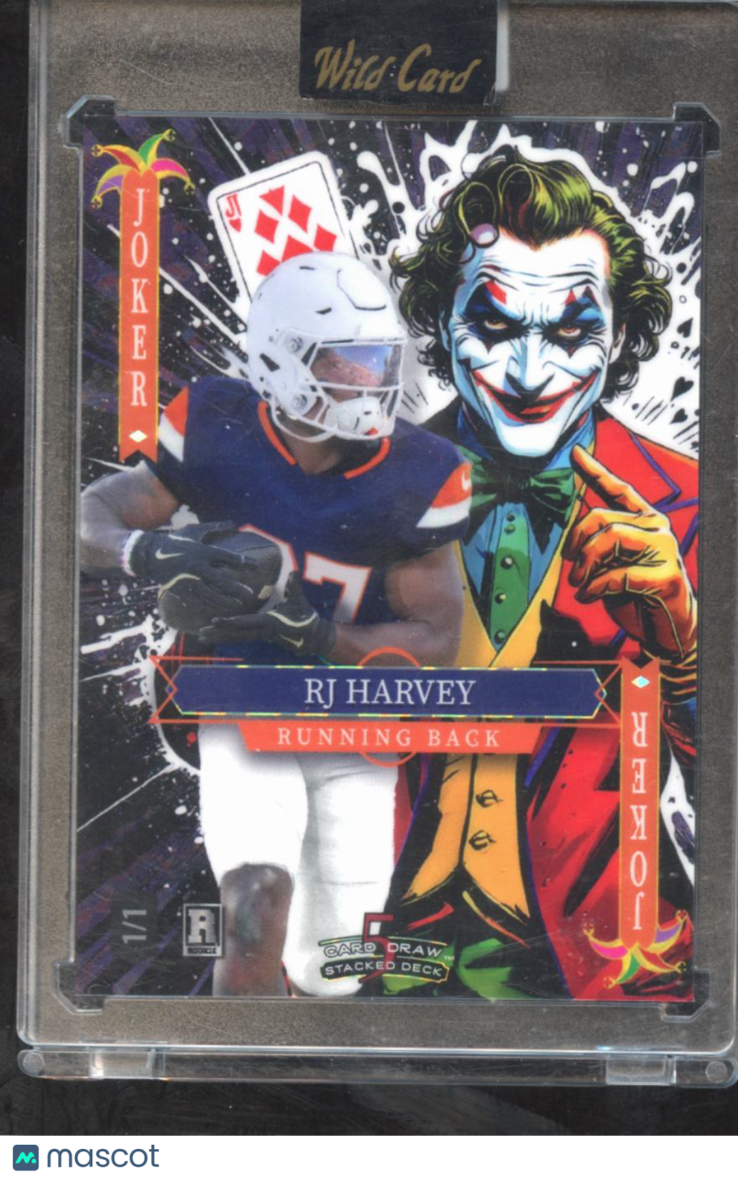 RJ Harvey 2025 Wild Card 5 Card Draw Joker Rookie RC 1/1 UCF Denver Broncos