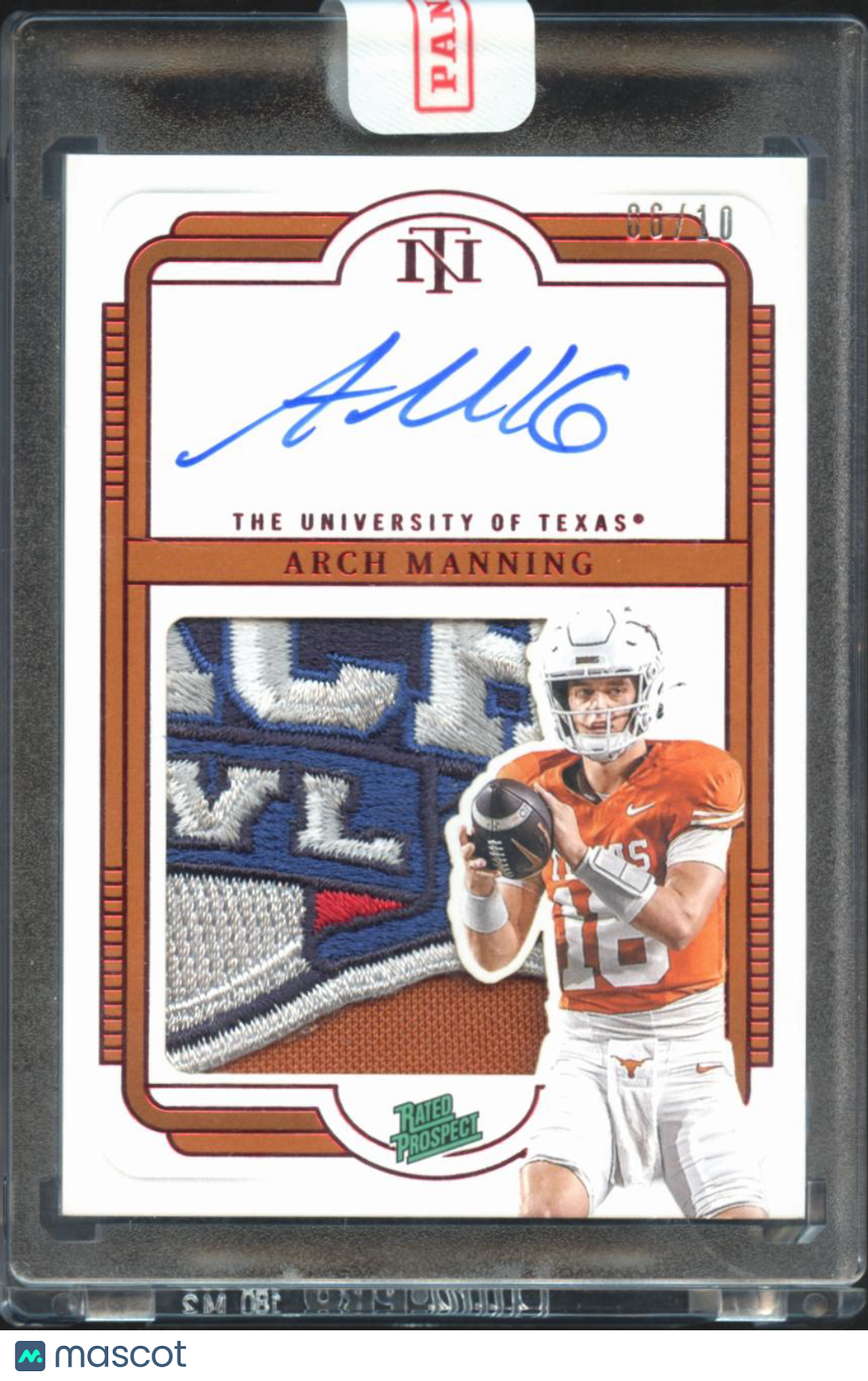 Arch Manning 2025 National Treasures Autograph LOGO Patch 8/10 Texas Longhorns