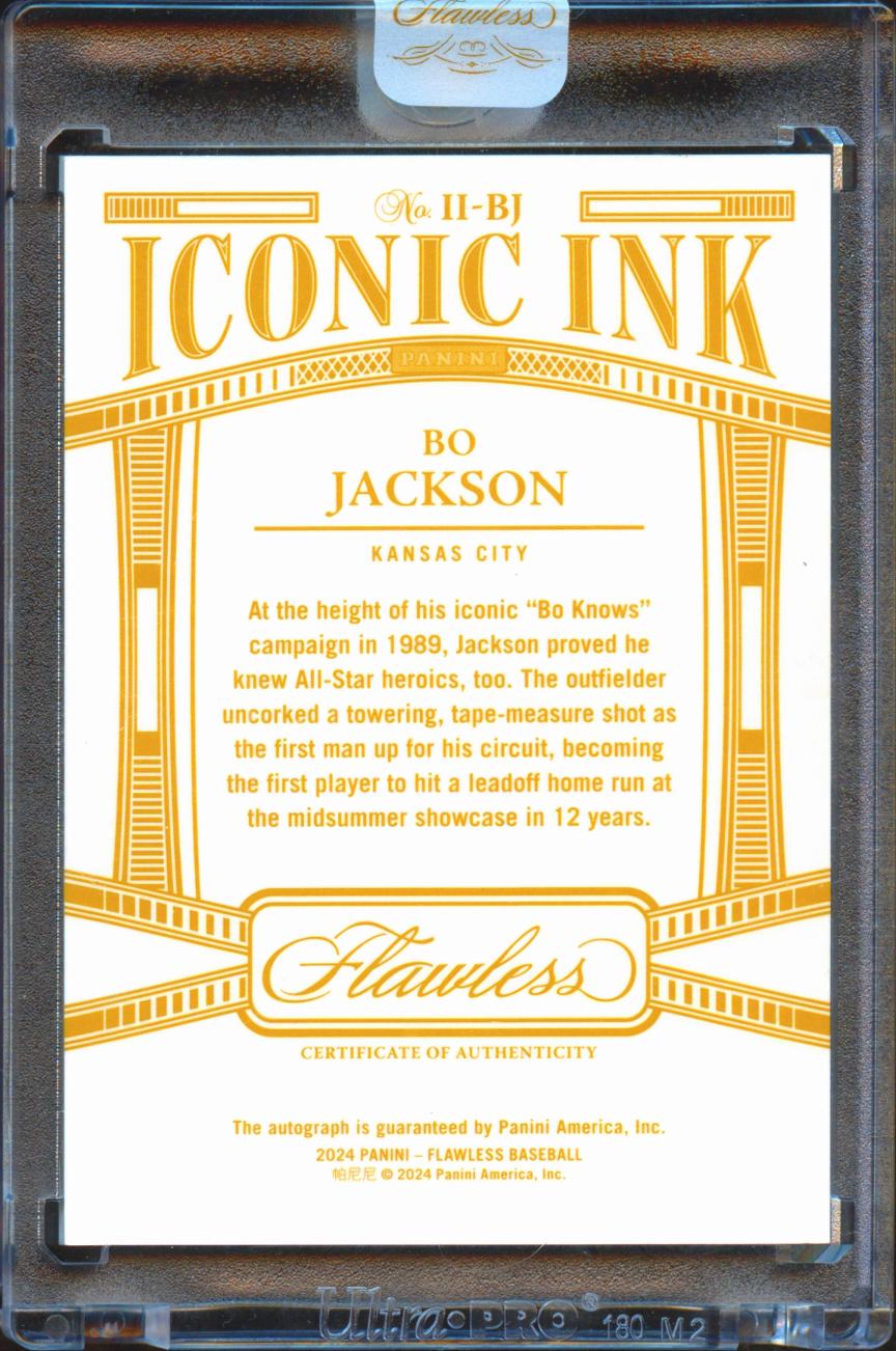 Bo Jackson 2024 Flawless Iconic Ink BLUE Auto Autograph 10/15 Kansas City Royals