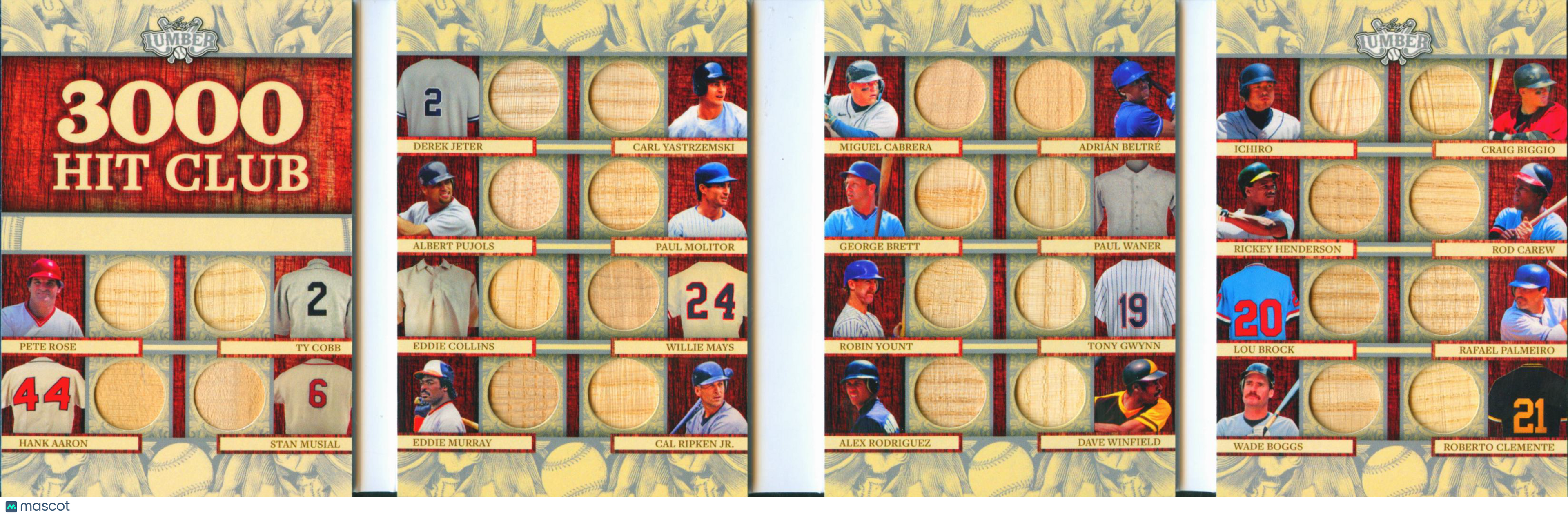 Aaron Jeter Ripken Pujols Mays Rose Leaf Lumber 3000 Hit Club Game Used Bat /10