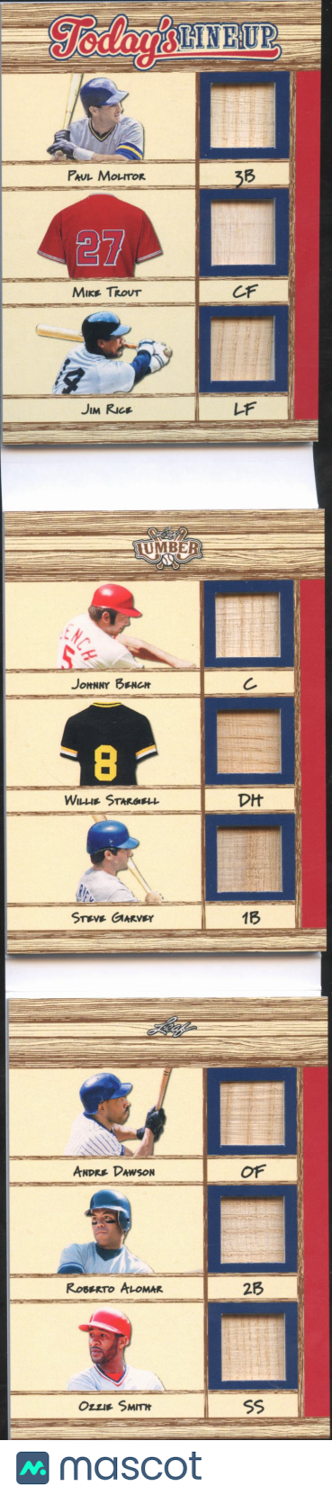 Ozzie Smith Mike Trout Bench Dawson Garvey Alomar Leaf Lumber Game Used Bat 1/20