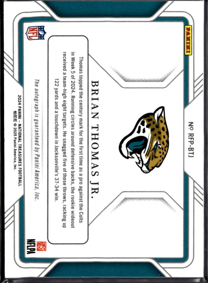 Brian Thomas Jr. 2024 National Treasures Auto Autograph RC Rookie 5/5 Jaguars