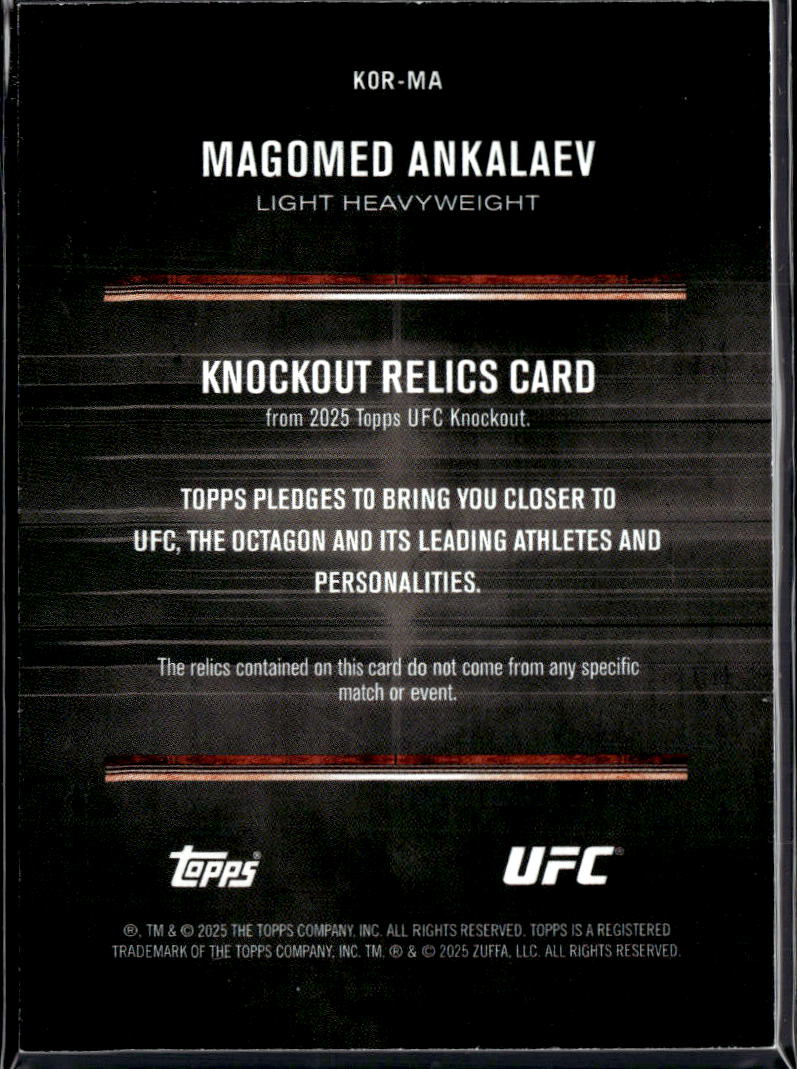 Magomed Ankalaev 2025 Topps UFC Knockout Knockout Patch Relic 29/50