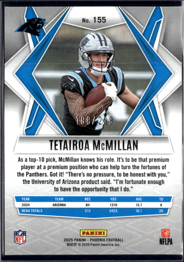 Tetairoa McMillan 2025 Phoenix Pink Hyper Rookie RC 198/299 Carolina Panthers