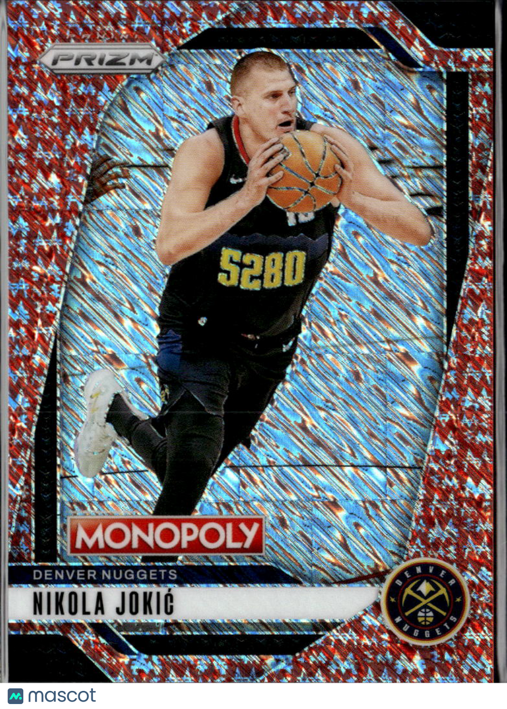 Nikola Jokić 2025 Panini Prizm Monopoly Red Shimmer /100 Denver Nuggets