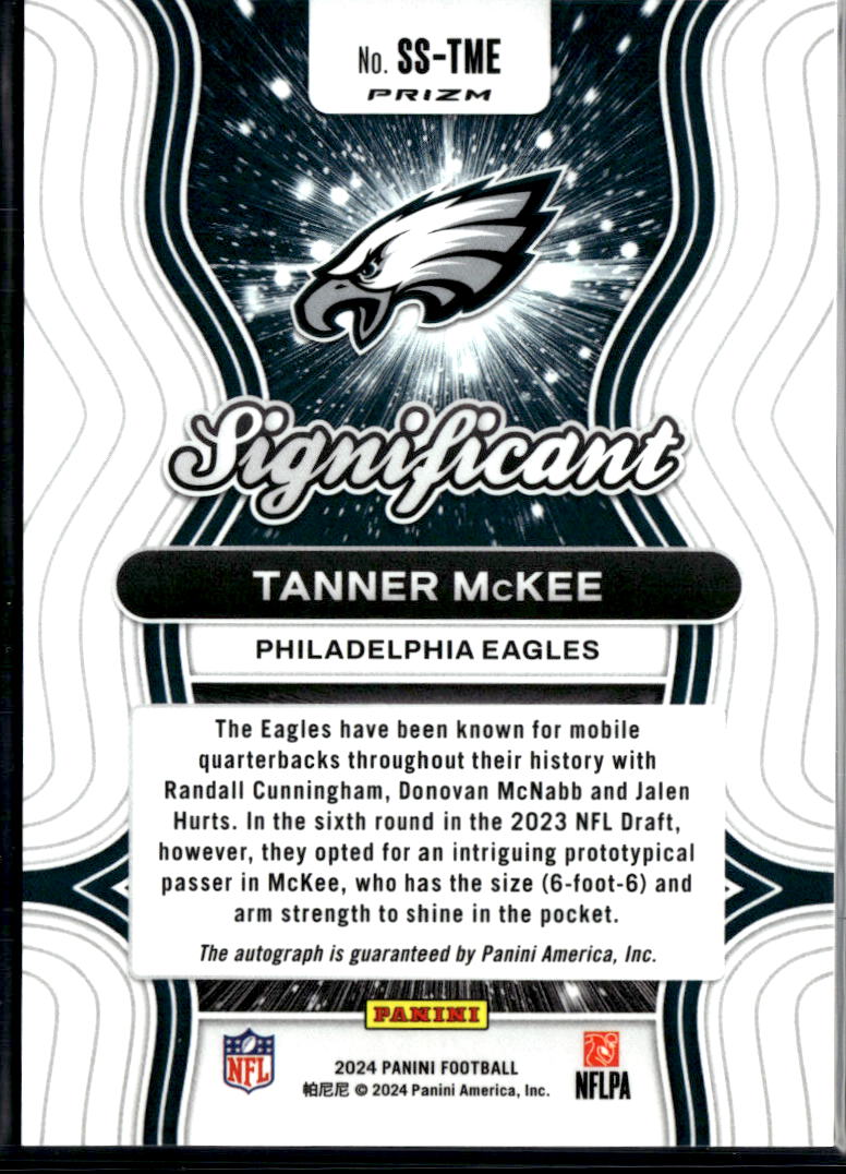 Tanner McKee 2024 Prizm Significant Auto Autograph Philadelphia Eagles