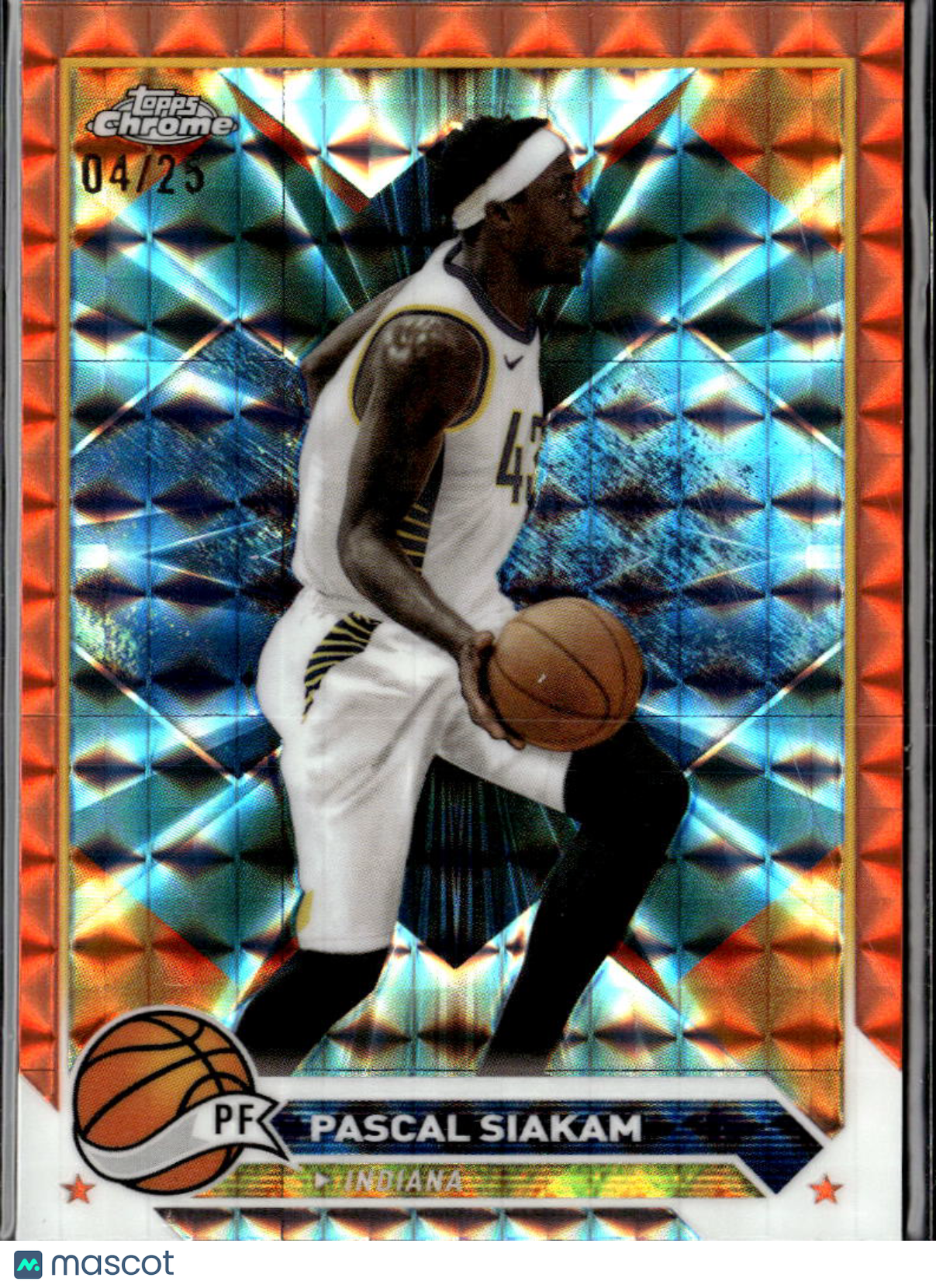 Pascal Siakam 2023-24 Topps Chrome Orange Refractor 4/25 Indiana Pacers